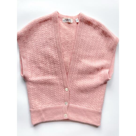 Vintage Linda Allard Ellen Tracy Lambs Wool Angora Sleeveless Cardigan Size L - Picture 1 of 7